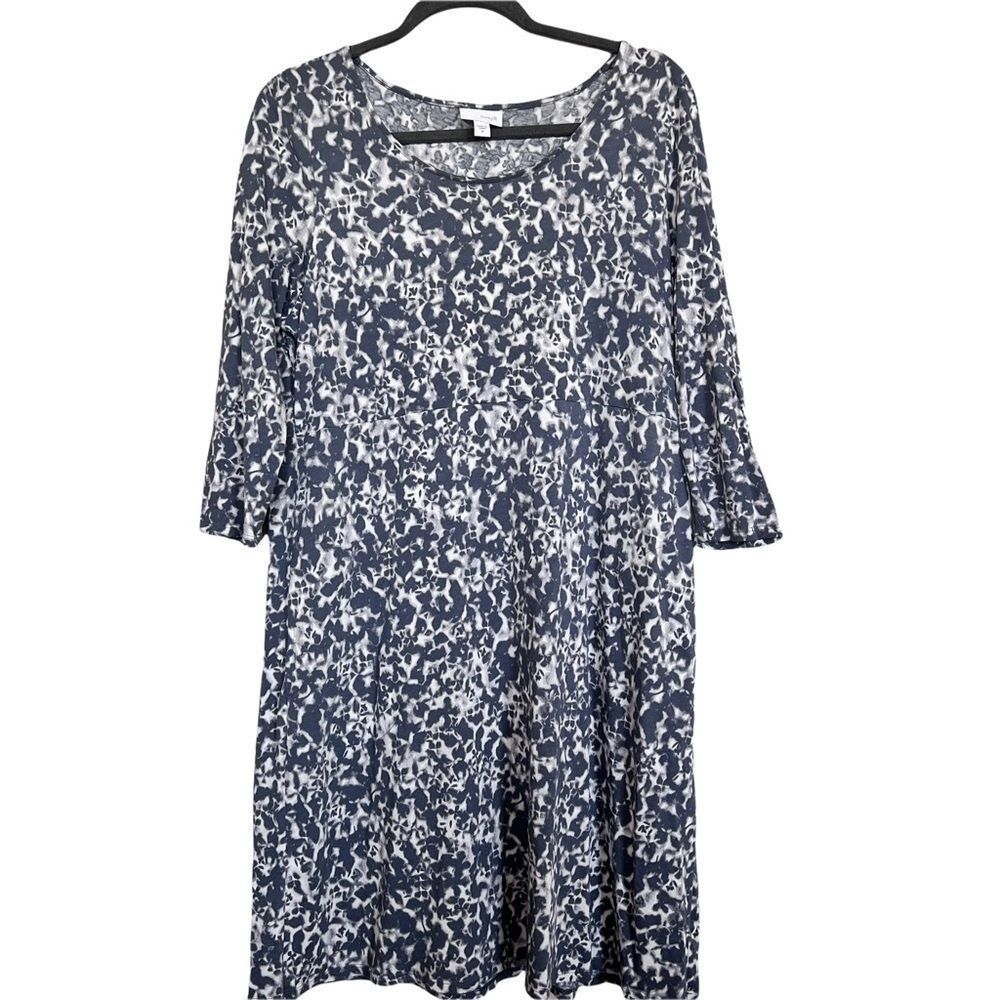 J. Jill Pure Jill Womens Sz M Tie Dye Watercolor Print Shift Dress Pockets